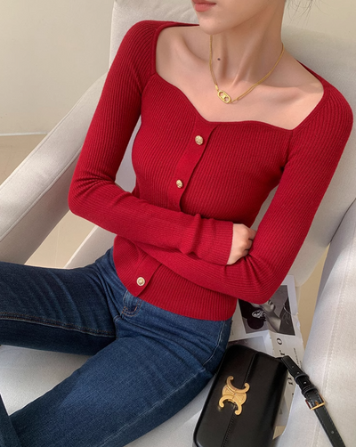 Unique red knit tops