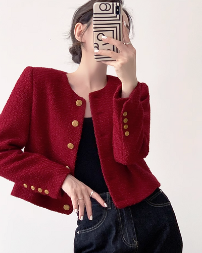 Tweed red short jacket