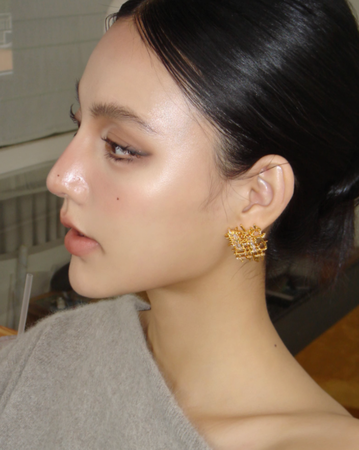 Crosshatch stone earrings &amp; necklace