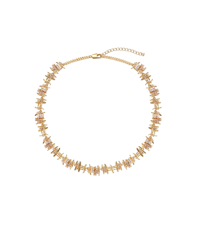 Crosshatch stone earrings &amp; necklace