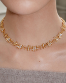 Crosshatch stone earrings & necklace