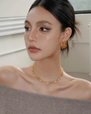 Crosshatch stone earrings & necklace