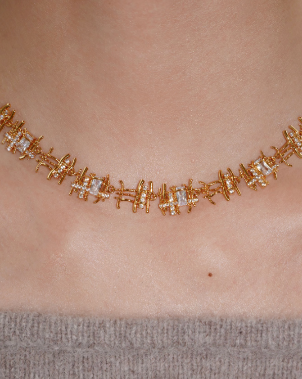 Crosshatch stone earrings &amp; necklace