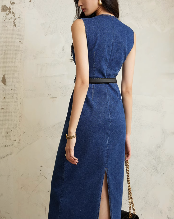 slim fit denim dress