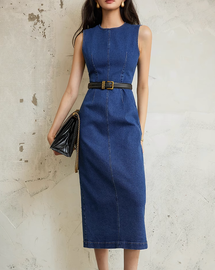 slim fit denim dress