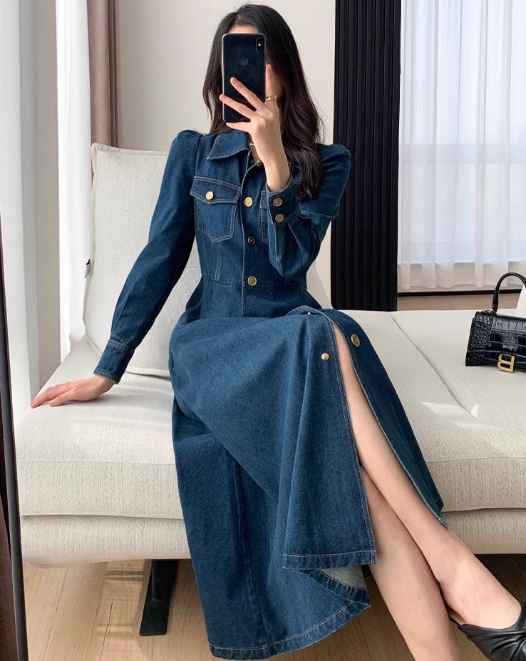 A-line denim dress
