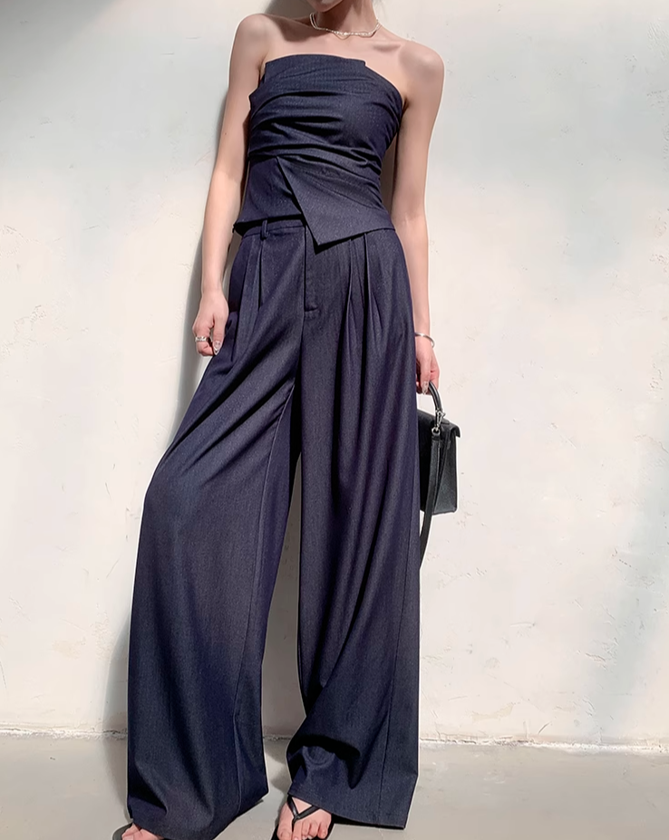 Soft denim tube top setup