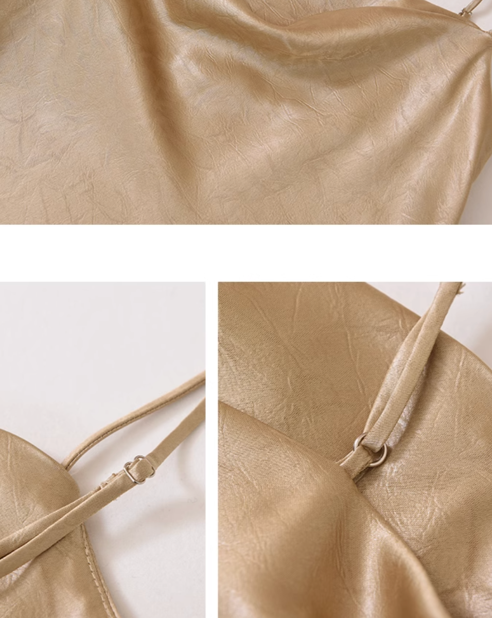 Champagne color silk dress