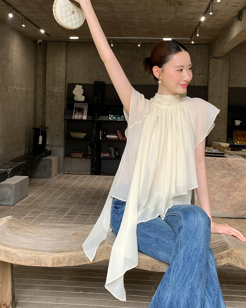 Airy High Neck Blouse