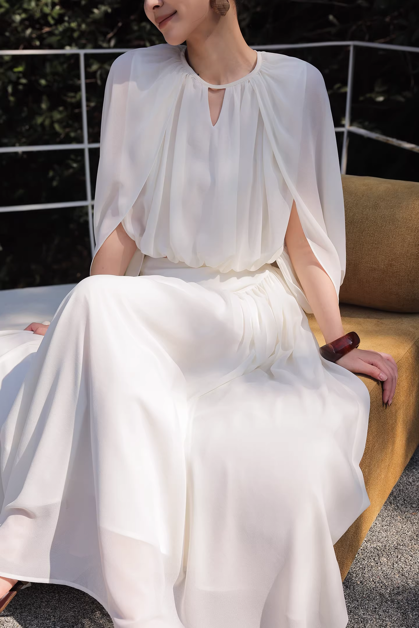 Elegant Shirring Cropped Top & Tiered Maxi Skirt Set