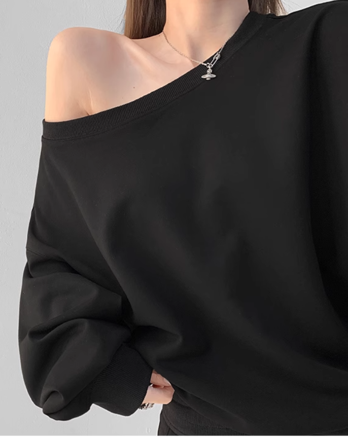 Off shoulder sweatshirt tops