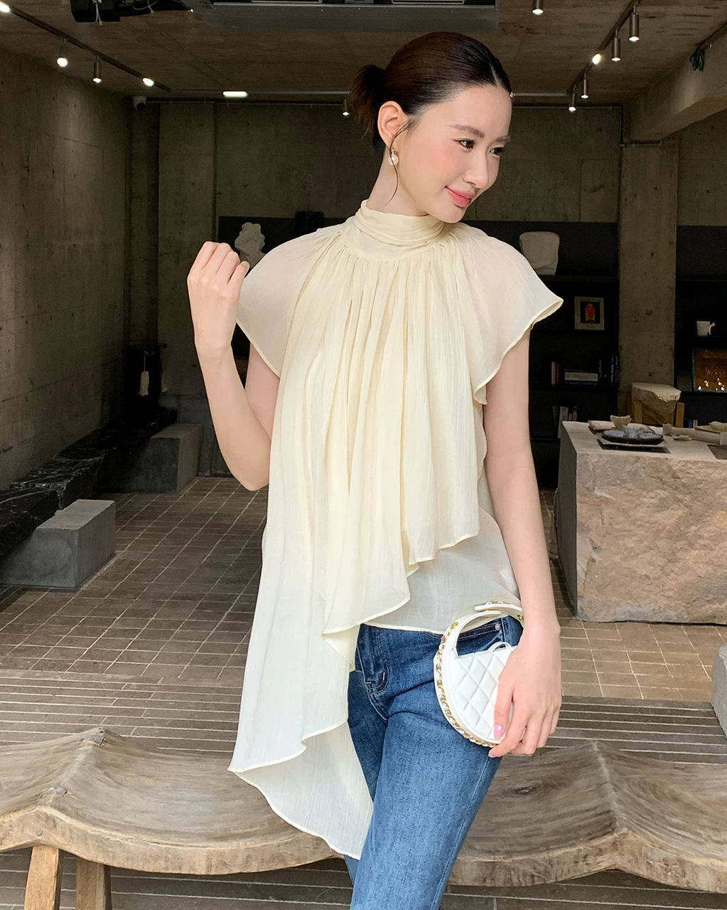 Airy High Neck Blouse