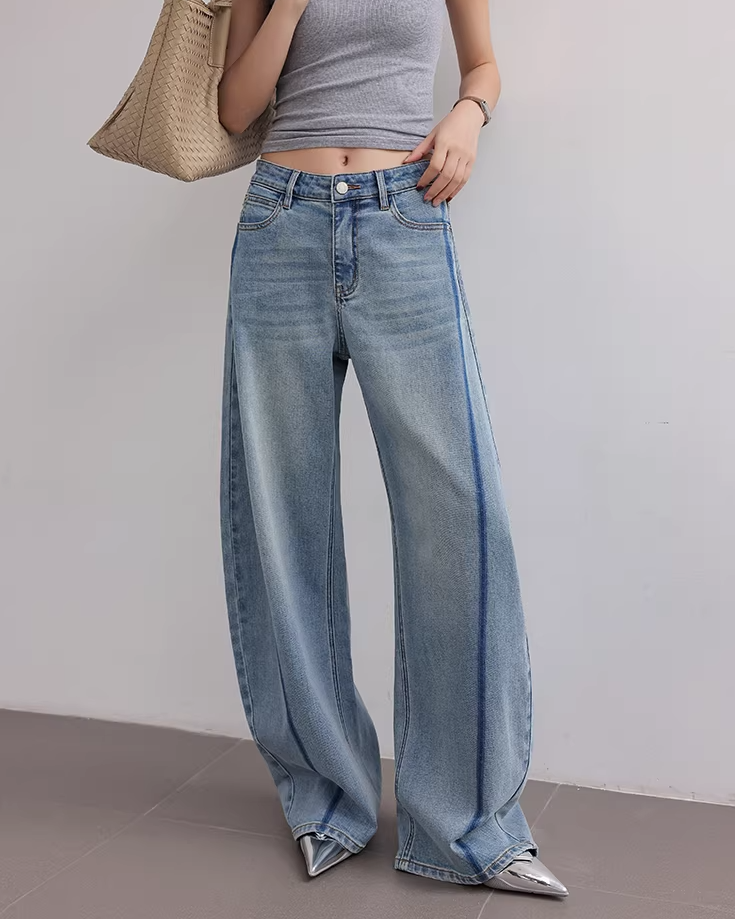 Vintage Gradient High-Waisted Wide-Leg Jeans
