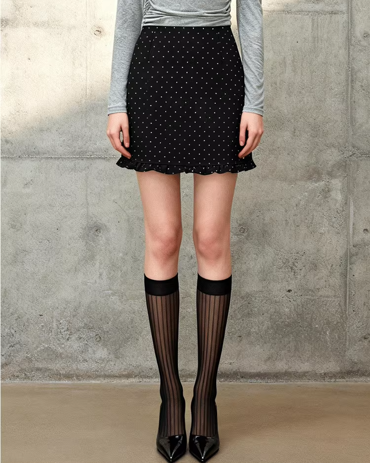 Polka Dot Frill Mini Skirt