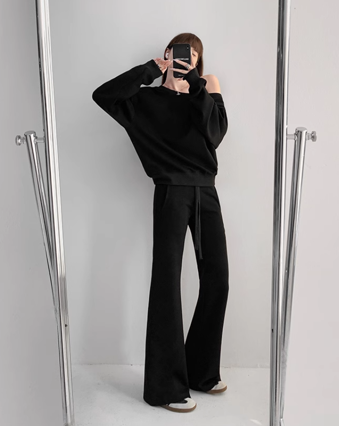 Off shoulder sweatshirt tops