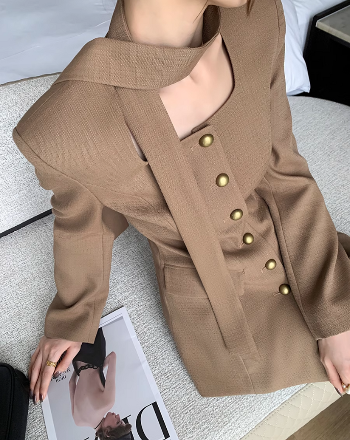 Gold button suit jacket