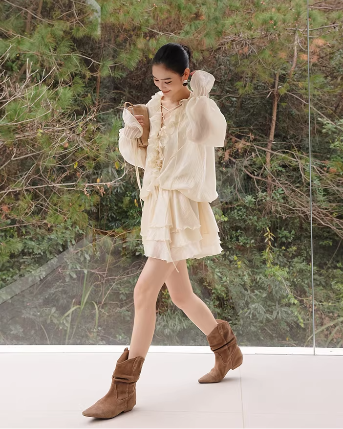 Luminous Ruffle Bohemian Dress