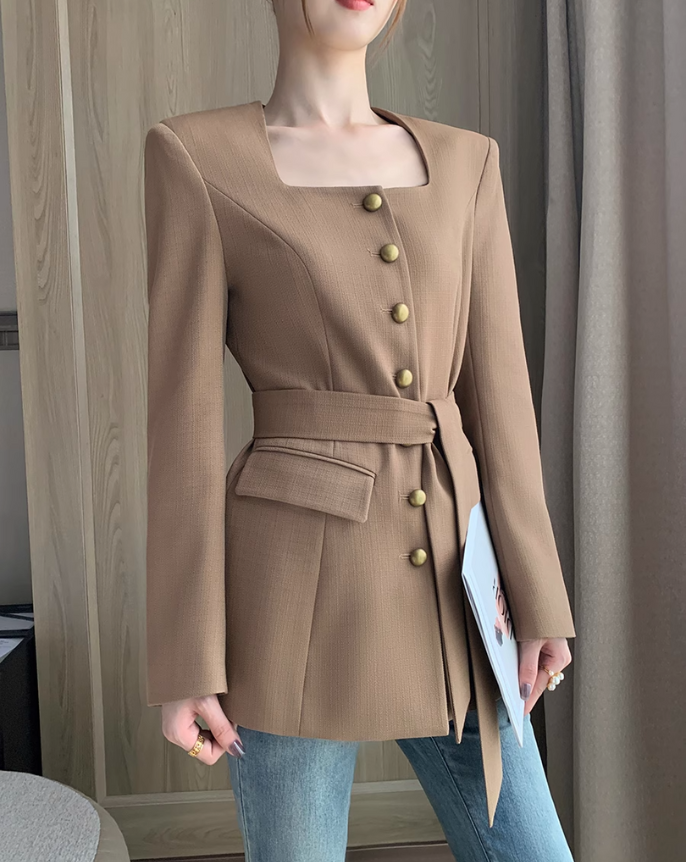 Gold button suit jacket