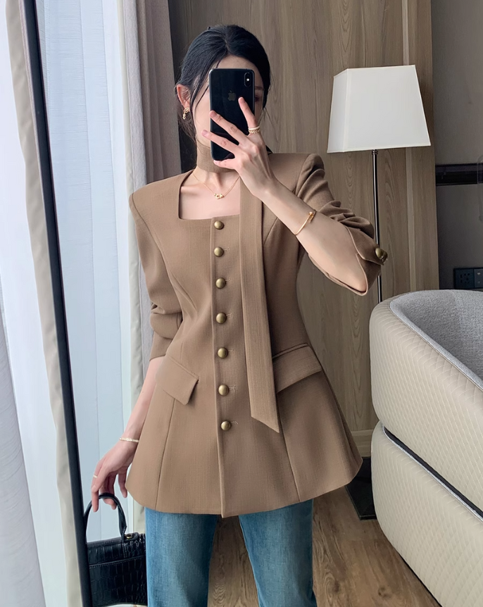 Gold button suit jacket