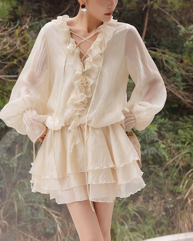 Luminous Ruffle Bohemian Dress