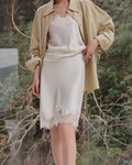 Misty White Luxe Satin Lace Set-up