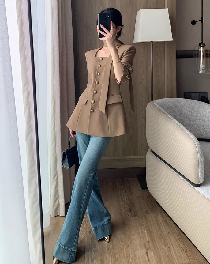 Gold button suit jacket