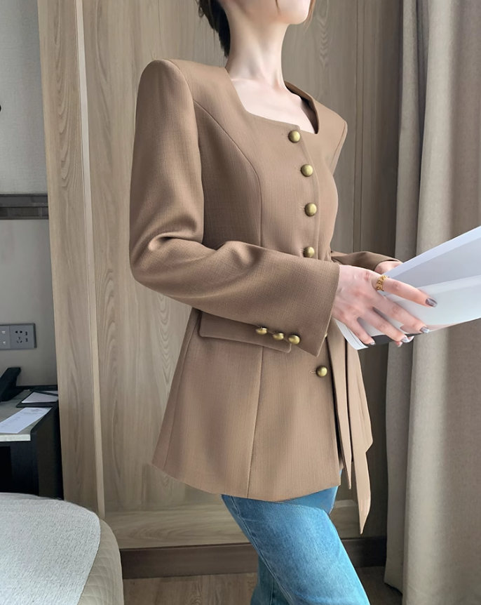 Gold button suit jacket