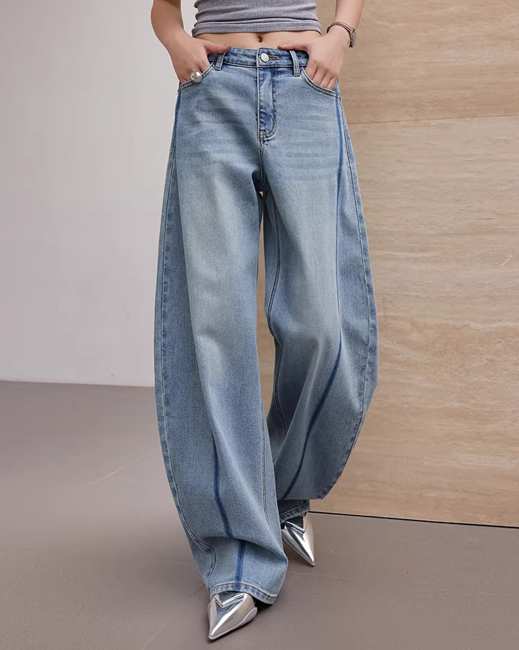 Vintage Gradient High-Waisted Wide-Leg Jeans