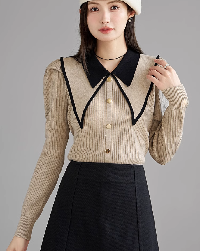 Double lapel knit tops