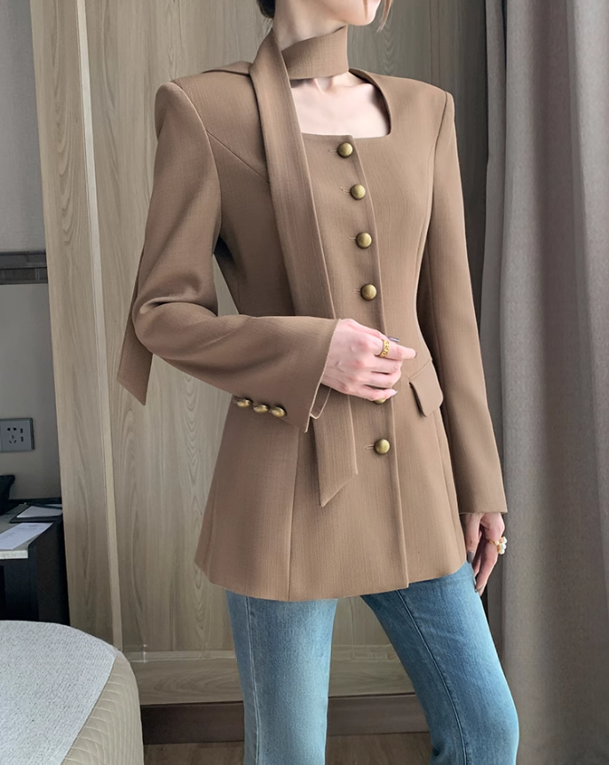 Gold button suit jacket