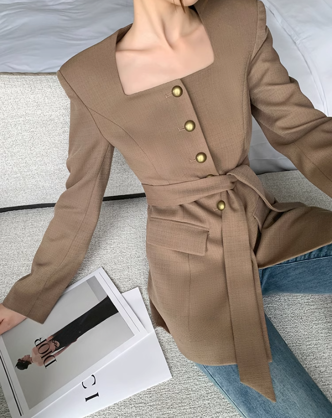 Gold button suit jacket