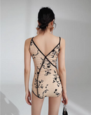Floral Embroidered One-Piece Swimwear