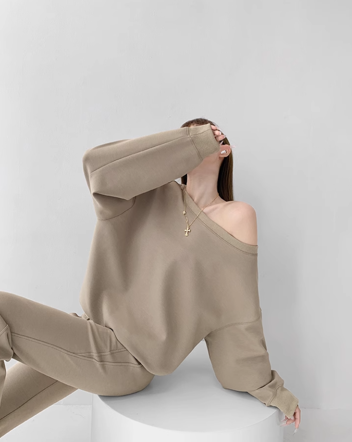 Off shoulder sweatshirt tops