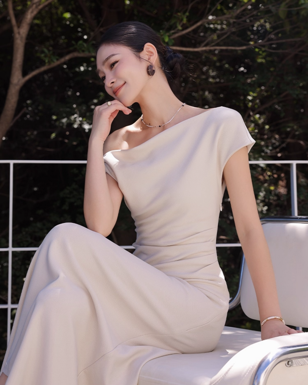 Asymmetric Draped One-Shoulder Dress