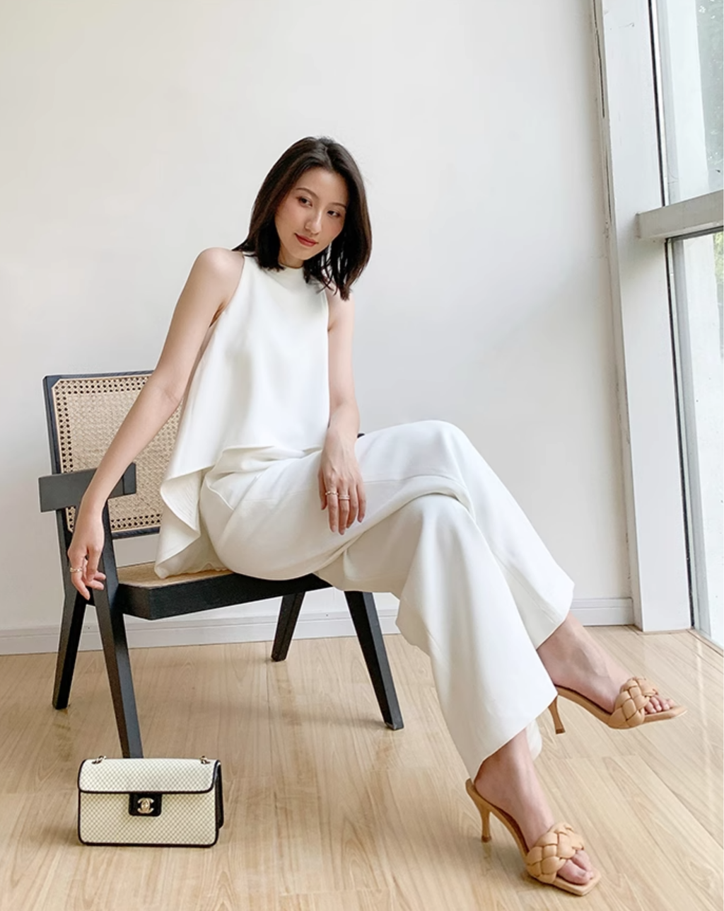 Asymmetric Top & Wide-Leg Pants jumpsuit