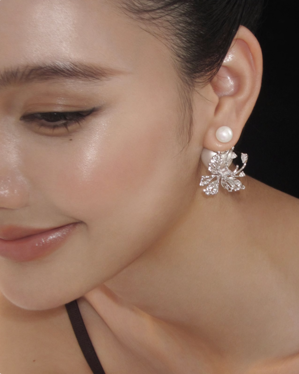Butterfly Pearl Back Earrings