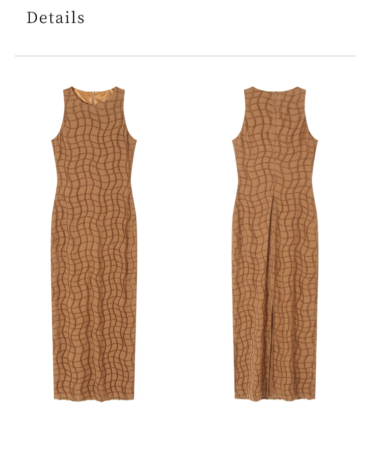 Waffle design sleeveless dress ( tight neck )