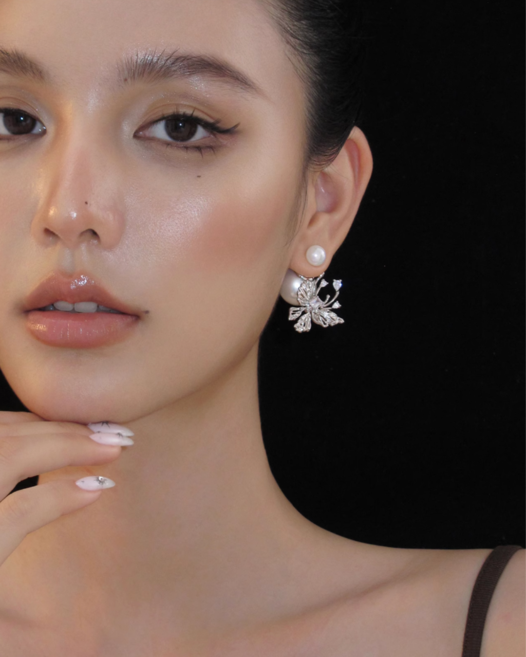 Butterfly Pearl Back Earrings