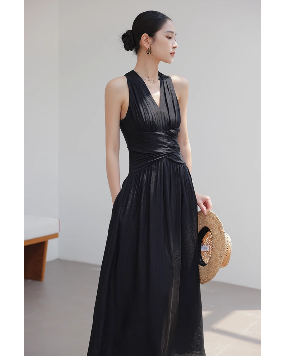 Elegant Draped Maxi Dress