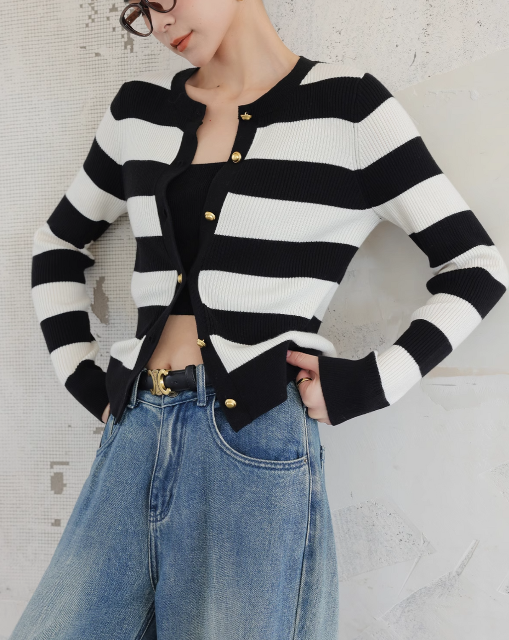 Striped cardigan tops