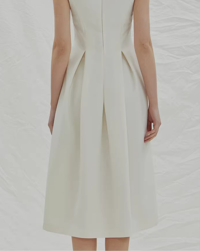 Boatneck Pleated Dress