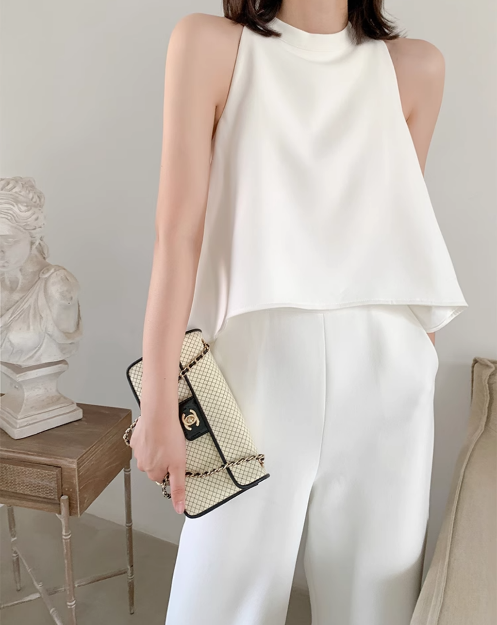 Asymmetric Top & Wide-Leg Pants jumpsuit