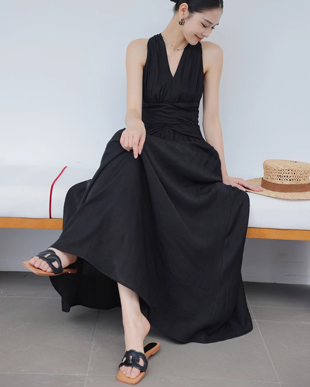 Elegant Draped Maxi Dress
