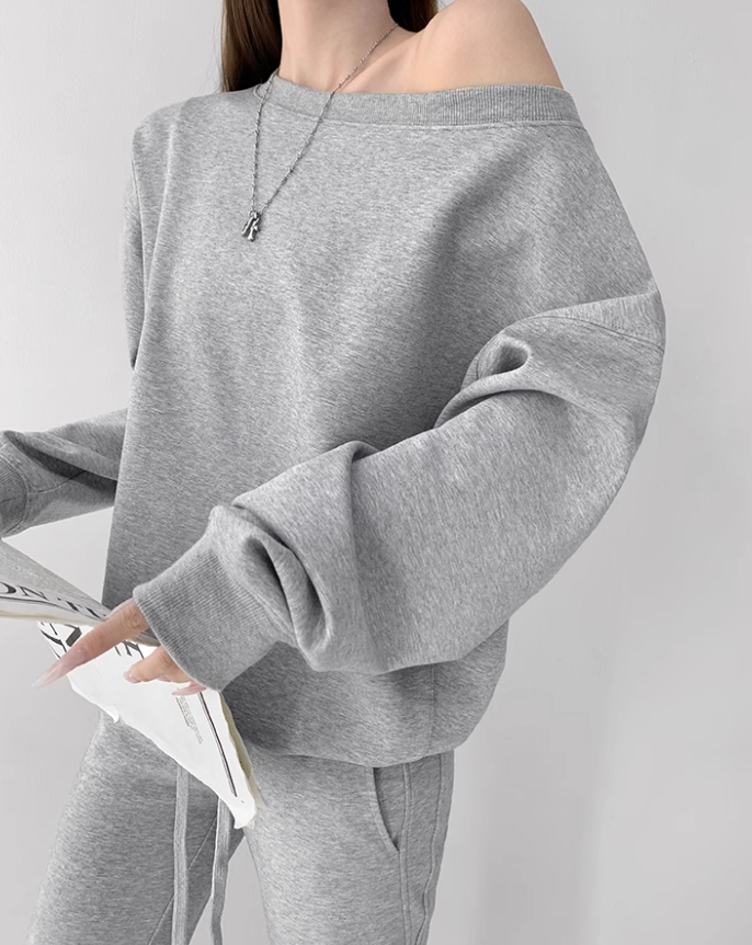 Off shoulder sweatshirt tops