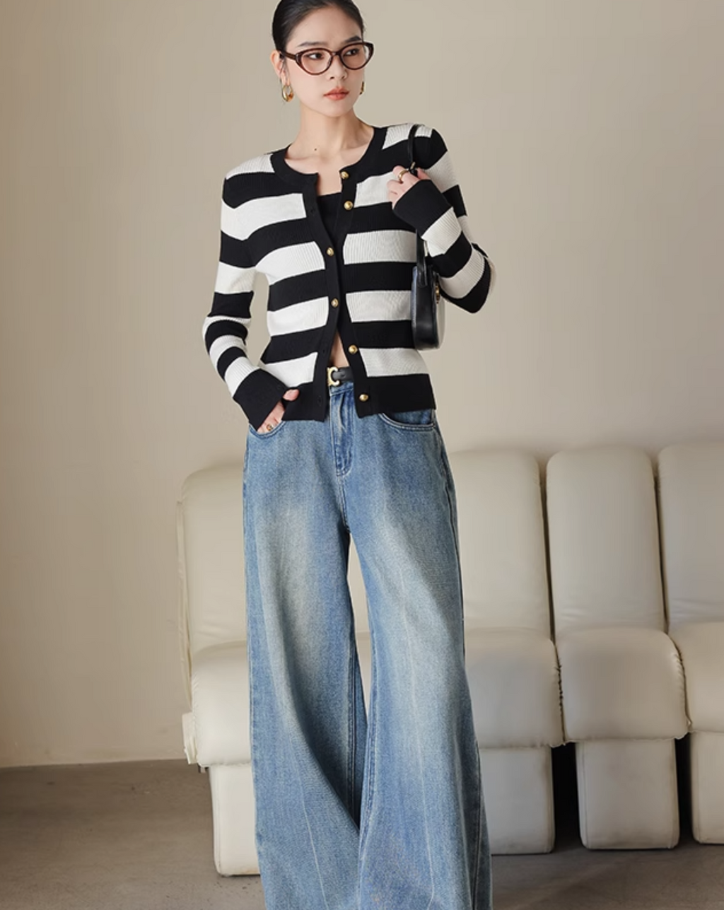 Striped cardigan tops