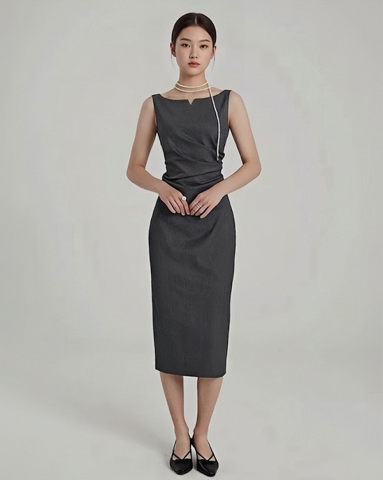 Royal Draped Pencil Dress