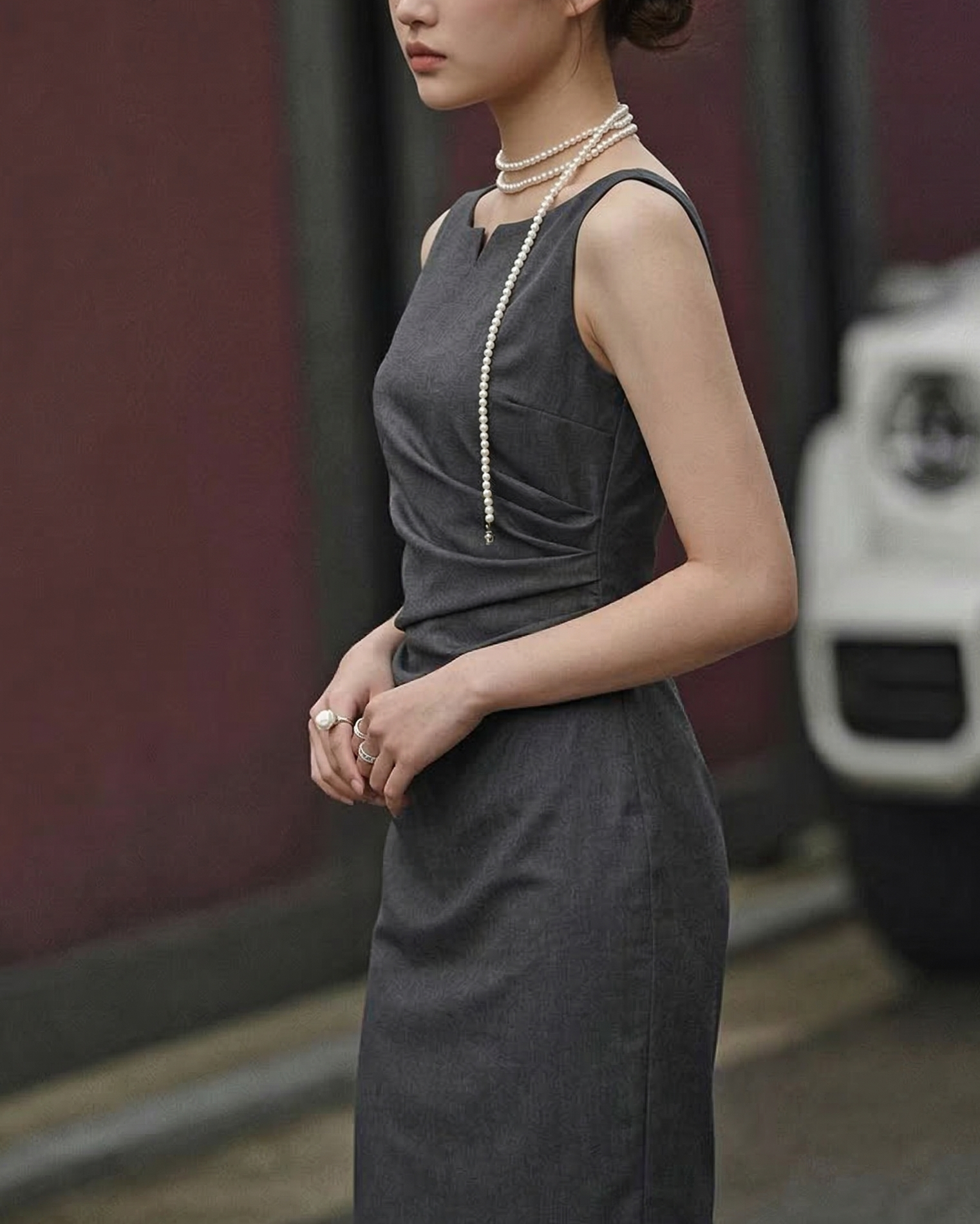 Royal Draped Pencil Dress