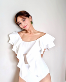 Frill shoulder swimwear