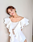 Frill shoulder swimwear