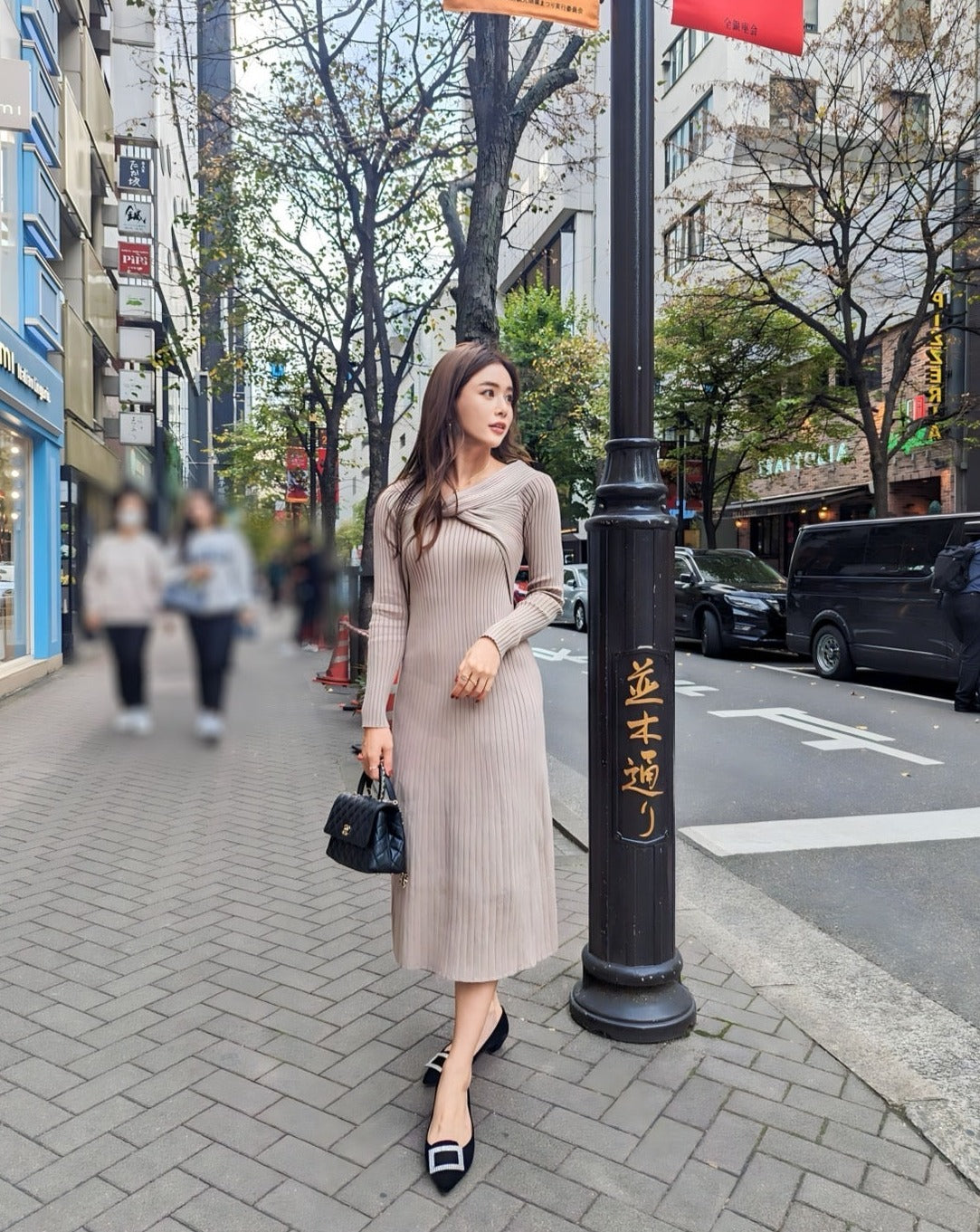 Cross knit dress